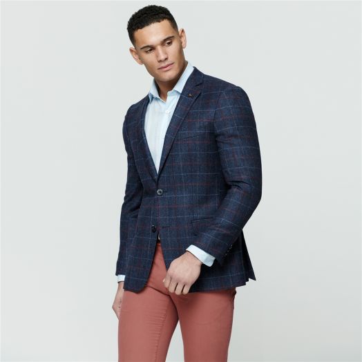 Magee | Donegal Tweed Classic Fit Blazer-Blue Check 