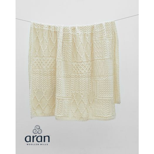 Aran Woollen Mills |  Aran Patchwork Blanket | A510 - Natural