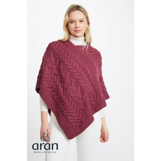 Aran Woollen Mills | Merino Wool Triangular Poncho B676  Jam 