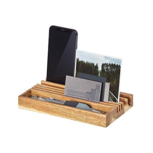 Gentlemen's Hardware | Wooden Desk Organiser with Phone Stand