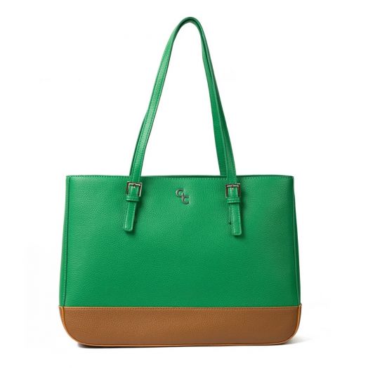 Galway Crystal | Large Tote Bag - Green And Tan