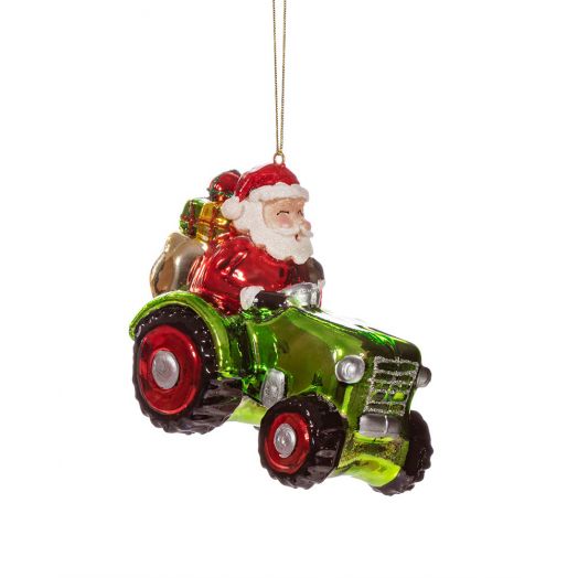 Sass and Belle | Santa on a Tractor Bauble