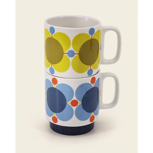 Orla Kiely | Automatic Flower Sunflower Stacking Mugs Set Of Two