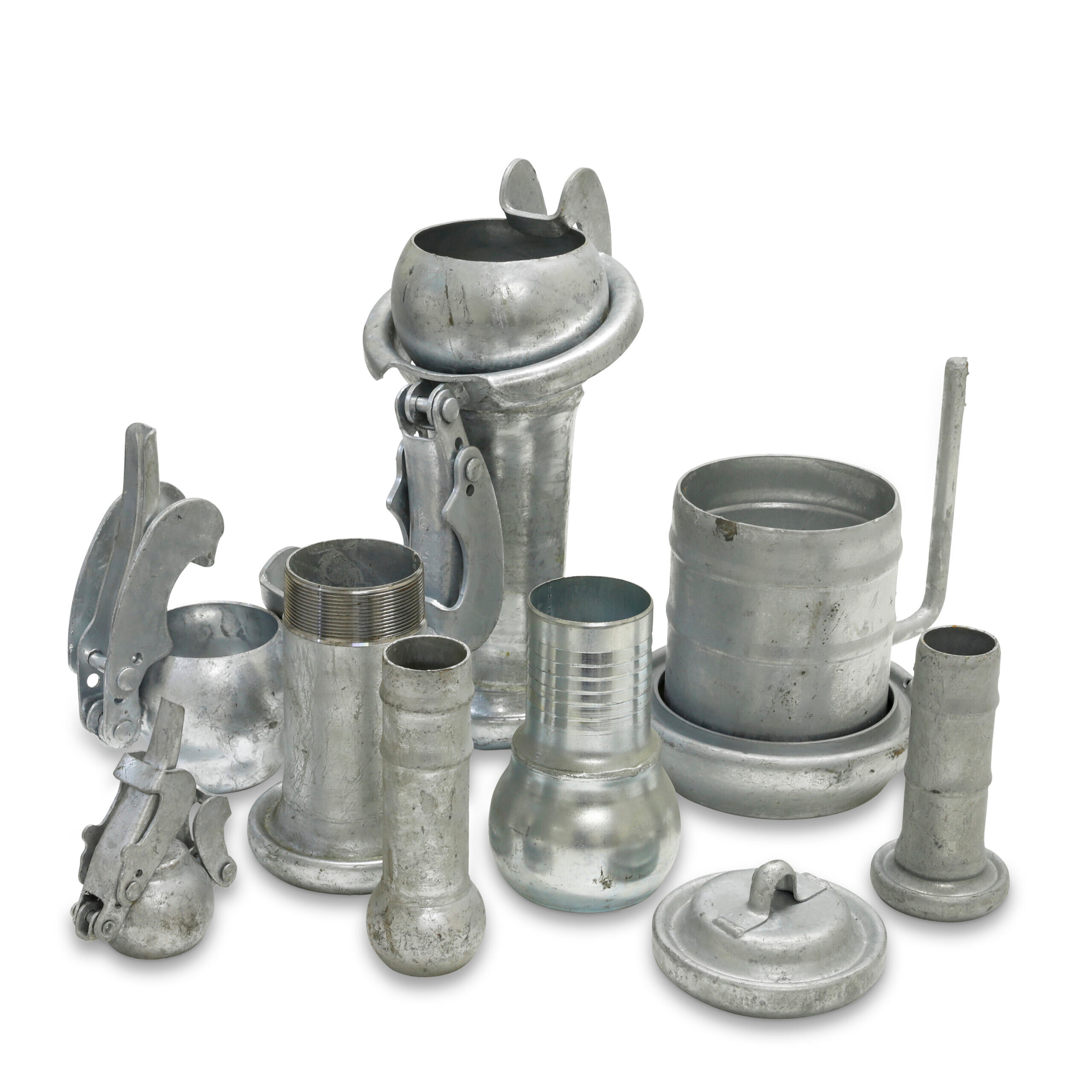 A diverse collection of metal pipe fittings for fluid transfer solutions.